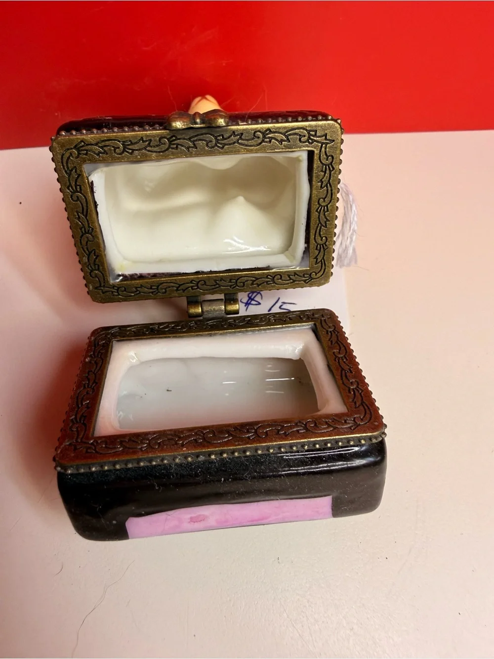 Hand-Painted Yellow Cat Trinket Box with Birdcage Trinket Box